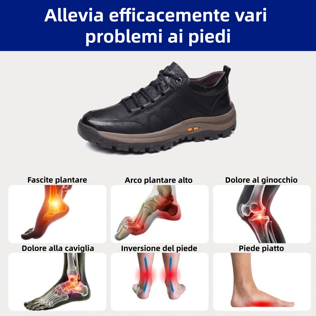 ⏰ Sconto del 67% oggi - Non perderlo! 🐂 Scarpe ortopediche in pelle italiana cucite a mano con supporto dell'arco plantare ✅ Morbide e comode, offrono un comfort immediato.