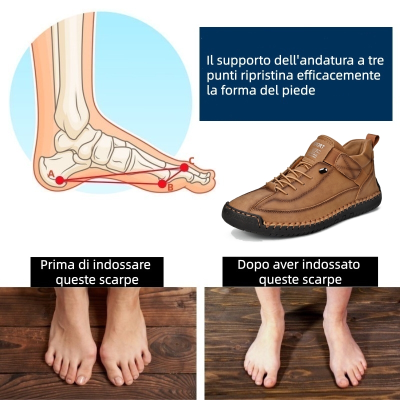 ⏰ Sconto del 70% oggi - Non perderlo! 🐂 Scarpe ortopediche in pelle italiana cucite a mano con supporto dell'arco plantare ✅ Morbide e comode, offrono un comfort immediato.