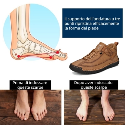 ⏰ Sconto del 70% oggi - Non perderlo! 🐂 Scarpe ortopediche in pelle italiana cucite a mano con supporto dell'arco plantare ✅ Morbide e comode, offrono un comfort immediato.