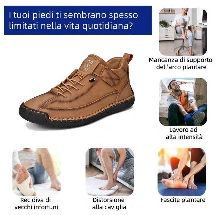 ⏰ Sconto del 70% oggi - Non perderlo! 🐂 Scarpe ortopediche in pelle italiana cucite a mano con supporto dell'arco plantare ✅ Morbide e comode, offrono un comfort immediato.