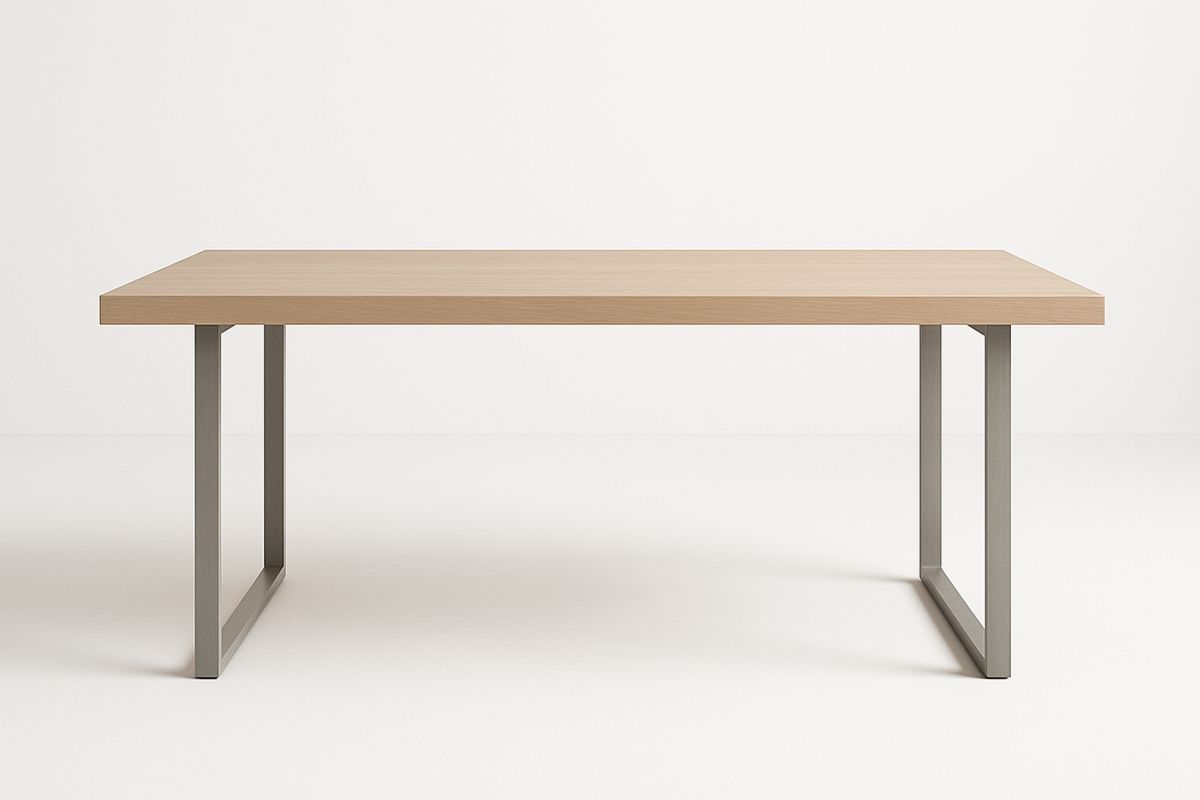 Spisebord eikefiner metall ben lys brun 200x100x75cm