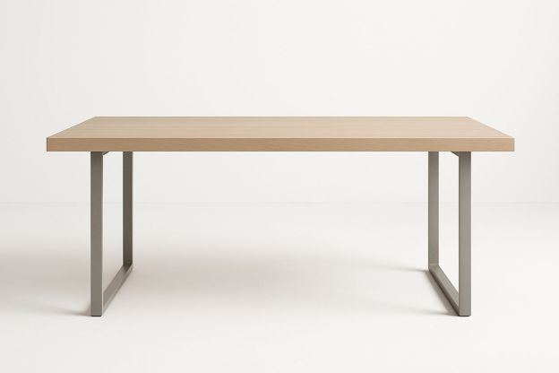 Spisebord eikefiner metall ben lys brun 200x100x75cm