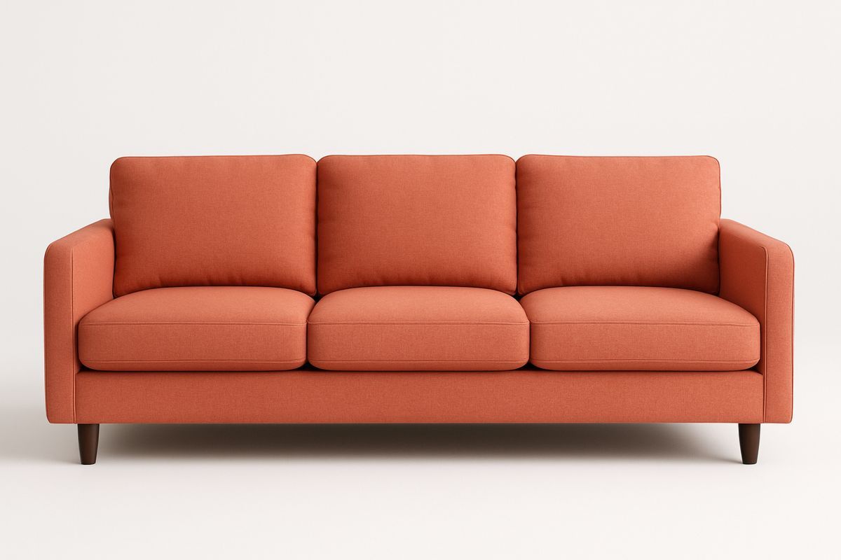 Tre-seters sofa polyester oransje 200cm