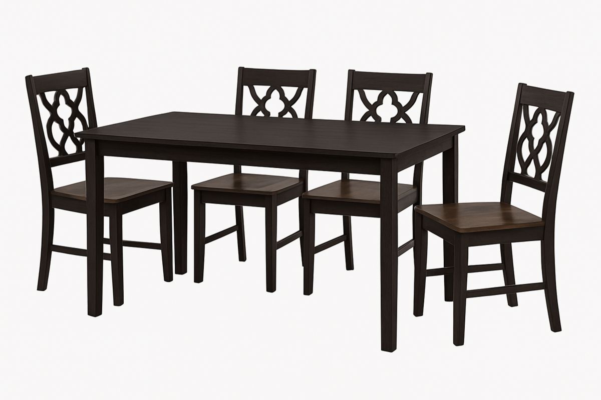 Spisebordsett heltre mørk brun med 4 stoler