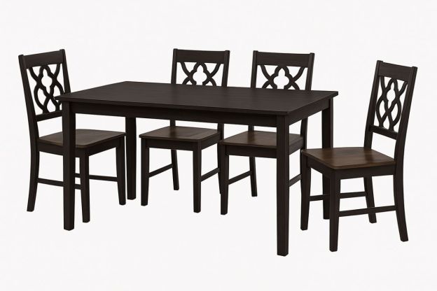 Spisebordsett heltre mørk brun med 4 stoler