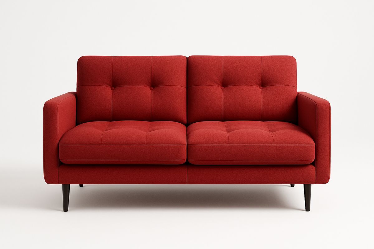 To-seters sofa i polyester rødt 140x80x85 cm