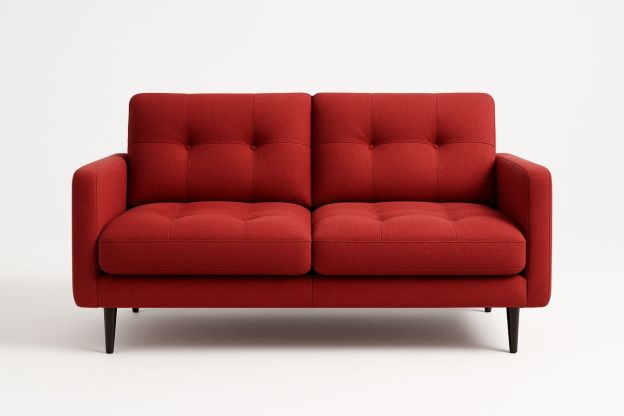 To-seters sofa i polyester rødt 140x80x85 cm