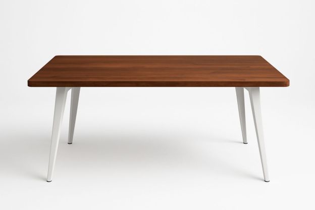 Spisebord i nøttetre og hvitt metall 200x90x75 cm