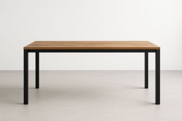 Spisebord Valnøttfinér Stålben Brun Svart 180x90x75cm