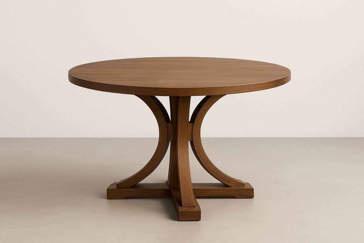 Rundt spisebord i heltre eik brun diameter 120 cm