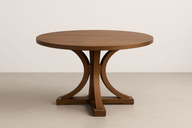 Rundt spisebord i heltre eik brun diameter 120 cm