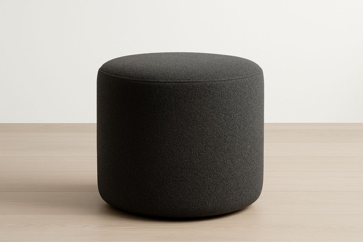 Rund puff i ullblanding mørkegrå Ø40 x H45 cm