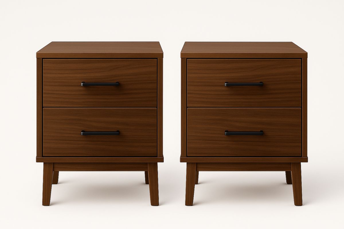 Sett med 2 nattbord i MDF brun 50x40x60 cm