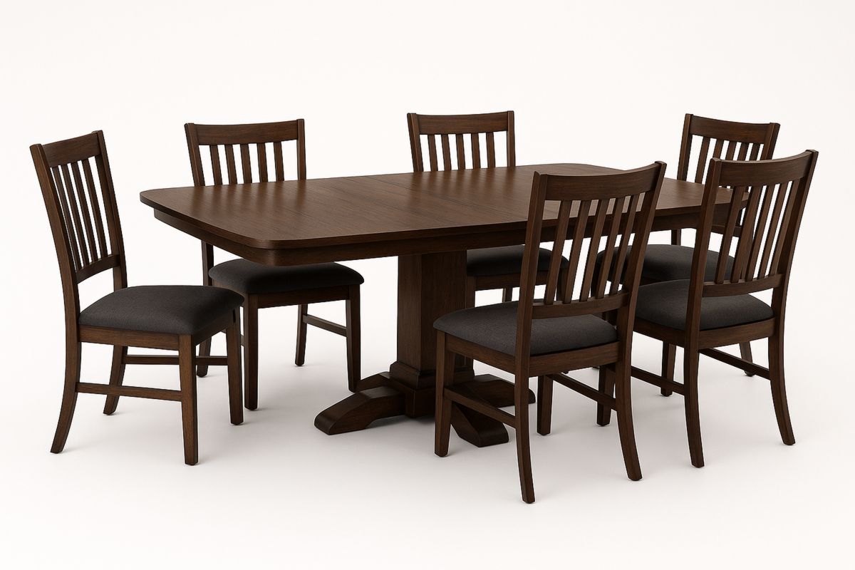 Tre spisebordsett med 6 stoler brun