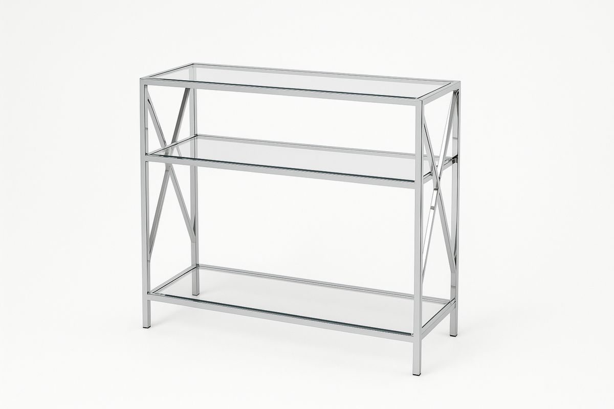 Glasskonsollbord rektangulær herdet glass og rustfritt stål