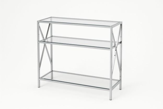 Glasskonsollbord rektangulær herdet glass og rustfritt stål