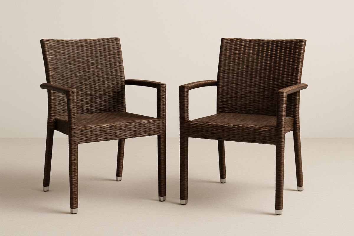 Utendørs stolesett i polyrotting brun