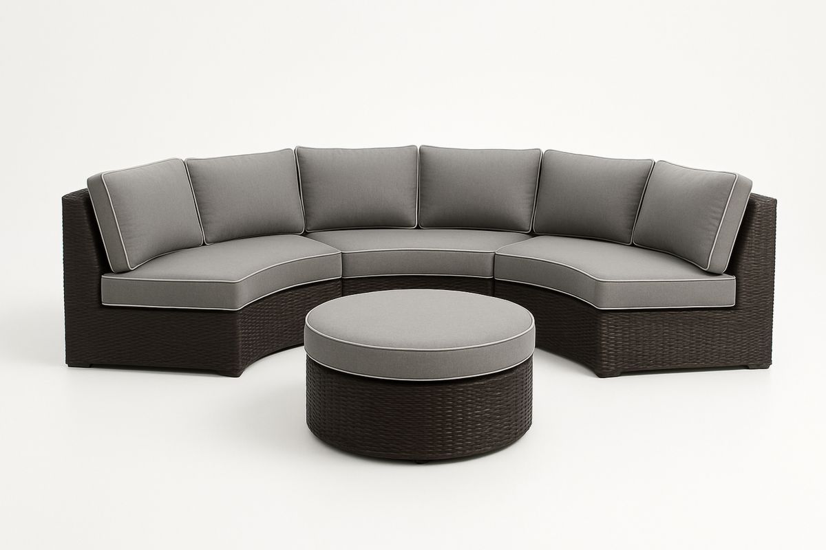 Halvmåneformet Hagemøbelsett i Polyrotting Grå