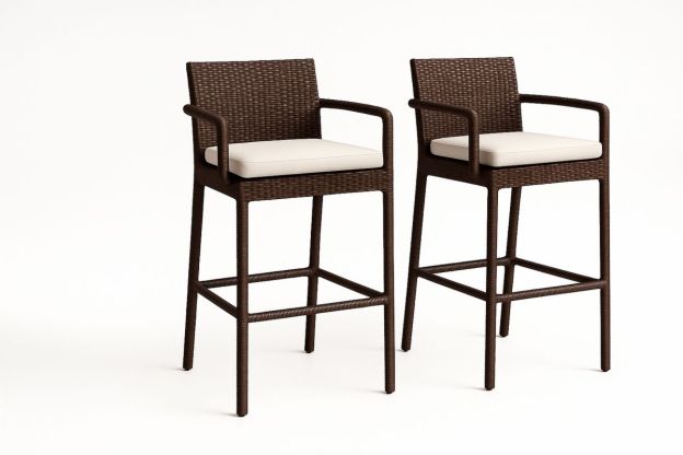 2 stk barkrakker i PE-rotting med polyesterputer brun/krem