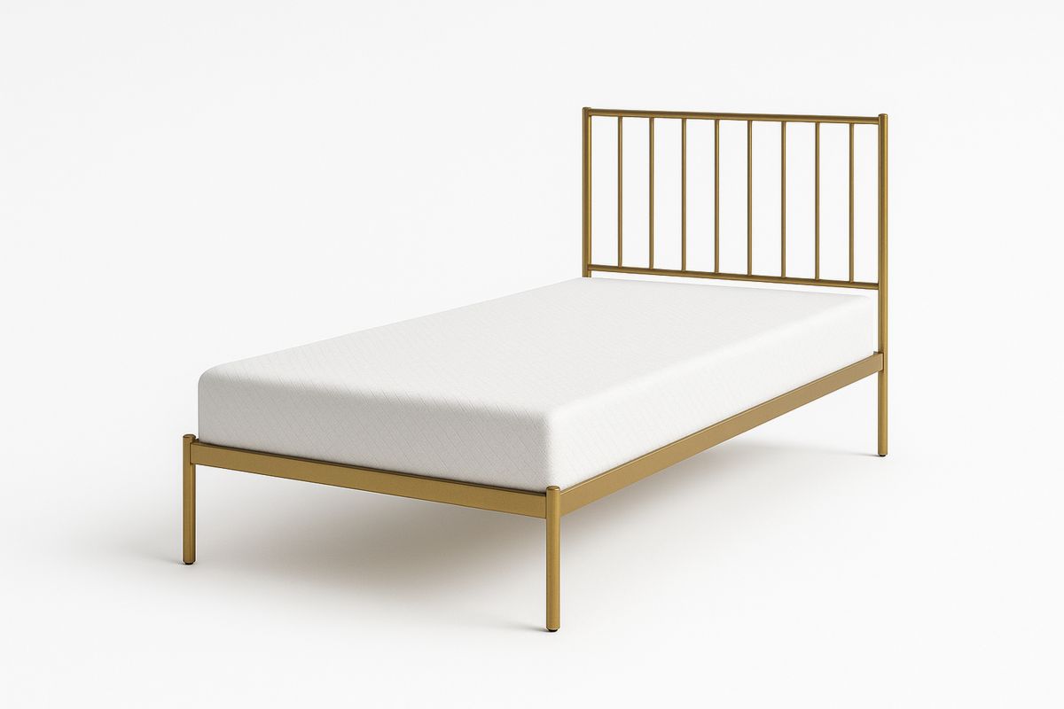 Metallseng med stålstruktur i gylden farge 200x90 cm inklusiv skummadrass