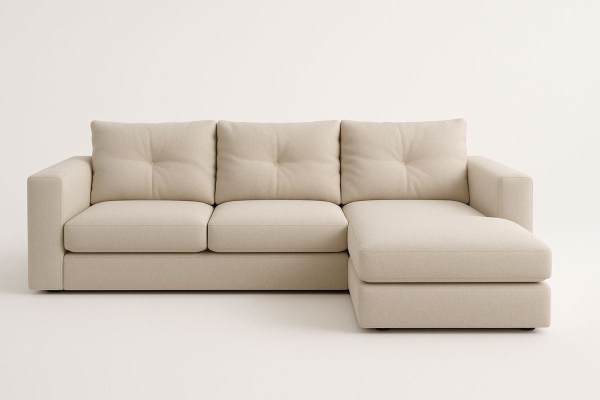 Hjørnesofa stoff beige L290xD220xH85 cm