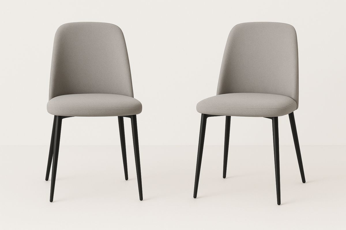 Stolsett i stoff med metallbein grå 45x50x80 cm