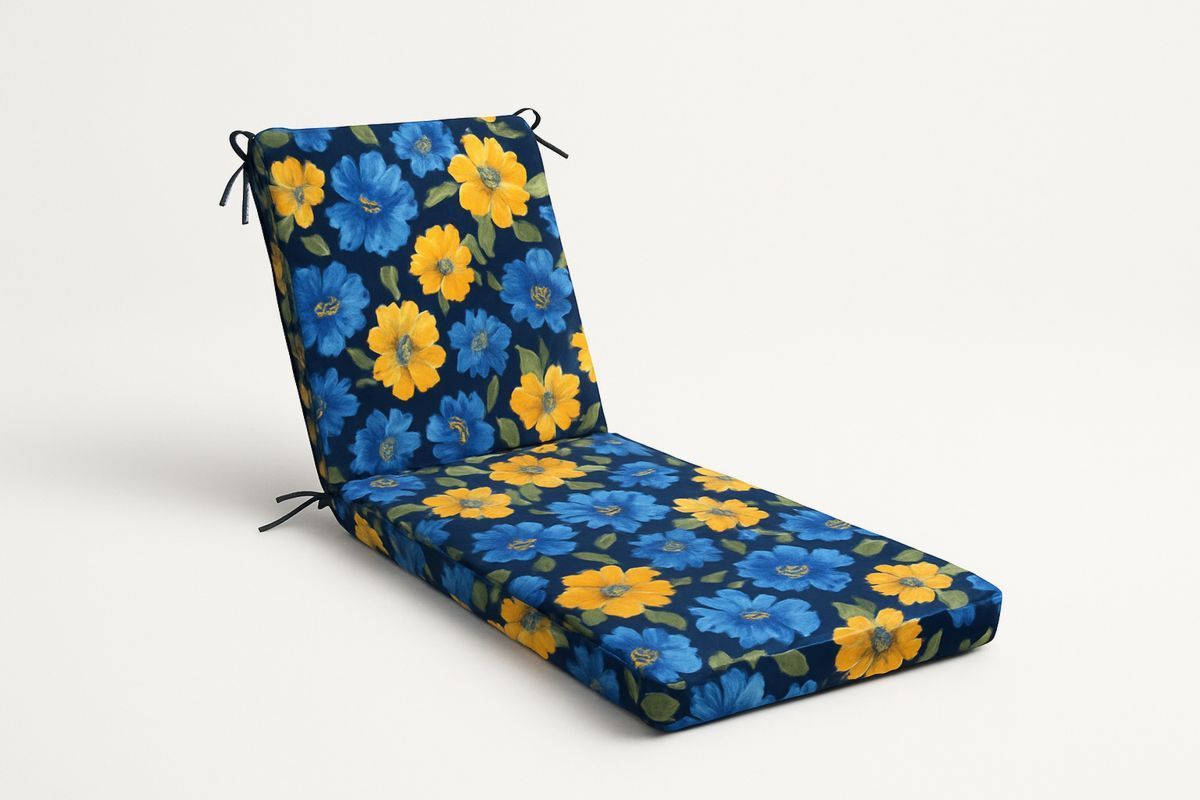 Stolpute Blomstermønster Polyester Blå/Gul 100x50x5 cm