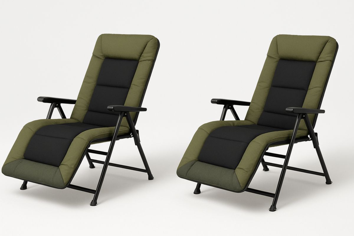 Sammenleggbar utendørsstol i stål og polyester mørkegrønn/svart