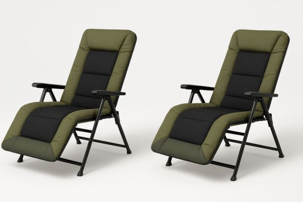 Sammenleggbar utendørsstol i stål og polyester mørkegrønn/svart