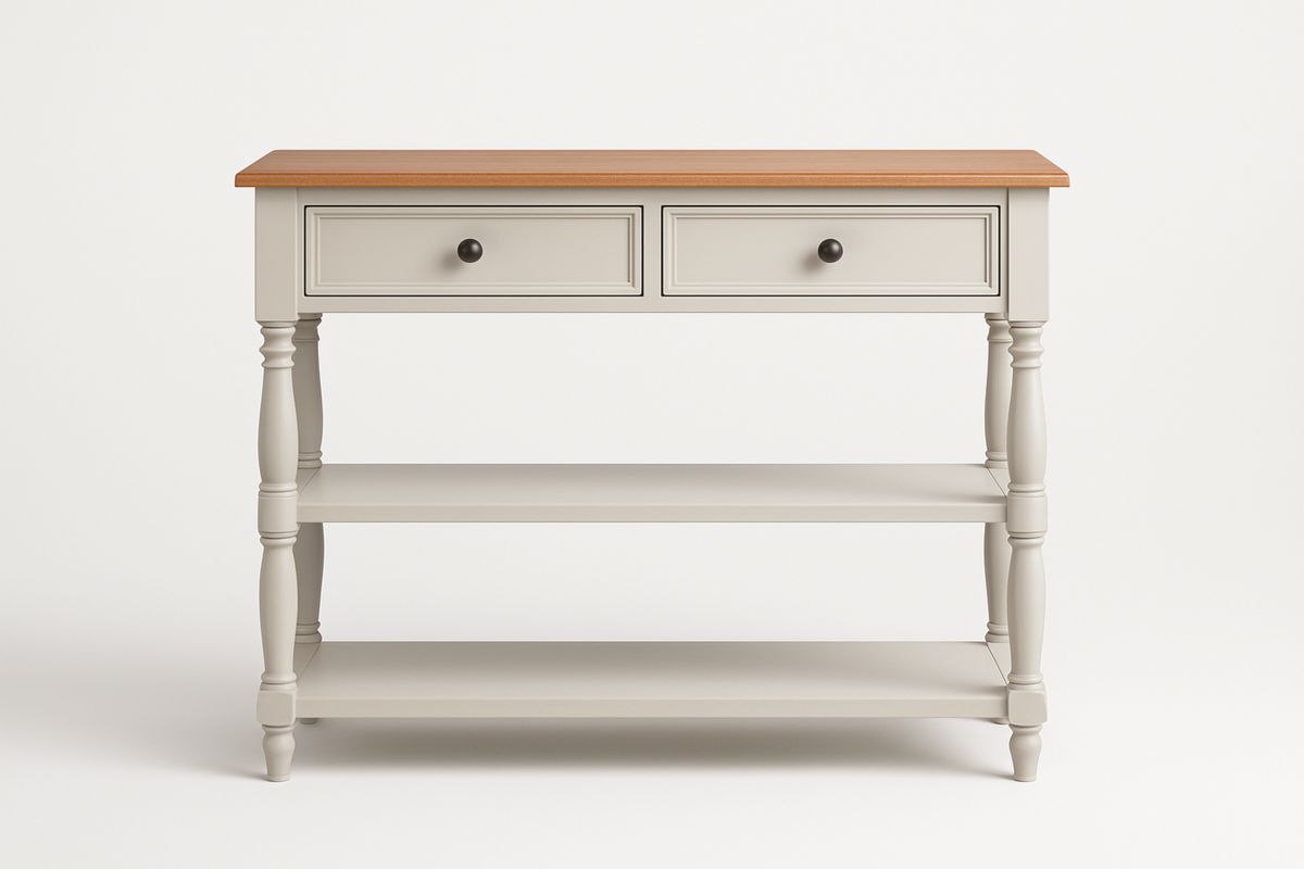 Konsollbord med skuffer treoverflate med malt trekonstruksjon grå 120x40x90 cm