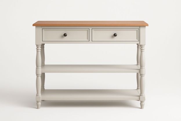 Konsollbord med skuffer treoverflate med malt trekonstruksjon grå 120x40x90 cm