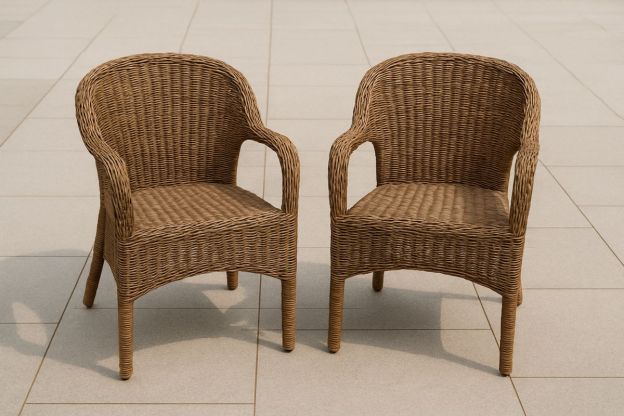 Sett med 2 Flettede Stoler i Brun Polyrotting