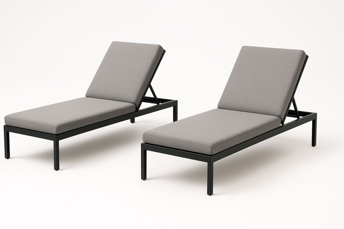 Utendørs Solseng Sett Metallramme Polyester Grå 195cm