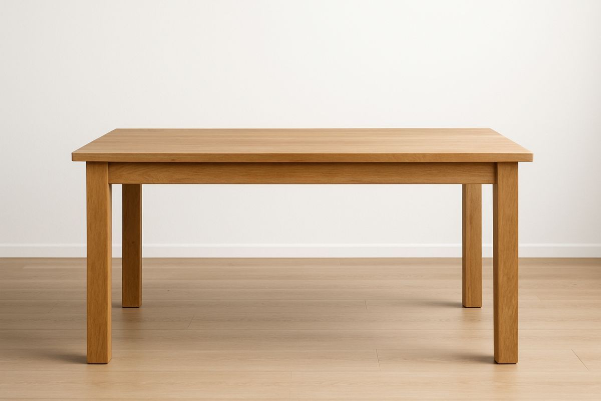 Rektangulært spisebord i eiketre