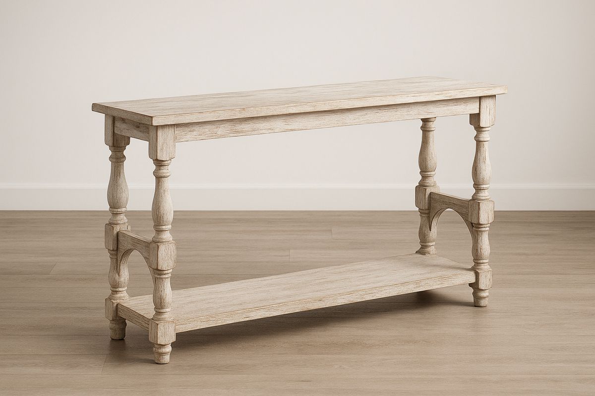 Rektangulært konsollbord heltre eik hvitvasket 120x40x80cm