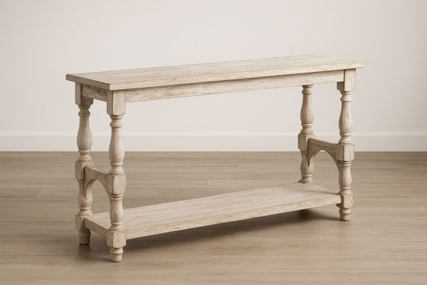 Rektangulært konsollbord heltre eik hvitvasket 120x40x80cm