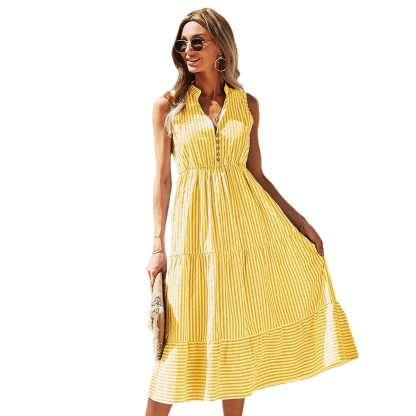 Summer striped wide waist dress