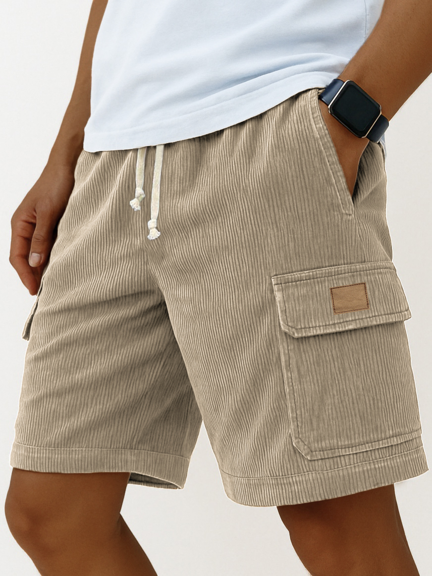 Men's Stylish Multi-pocket Cargo Shorts Corduroy Vintage Embroidered L