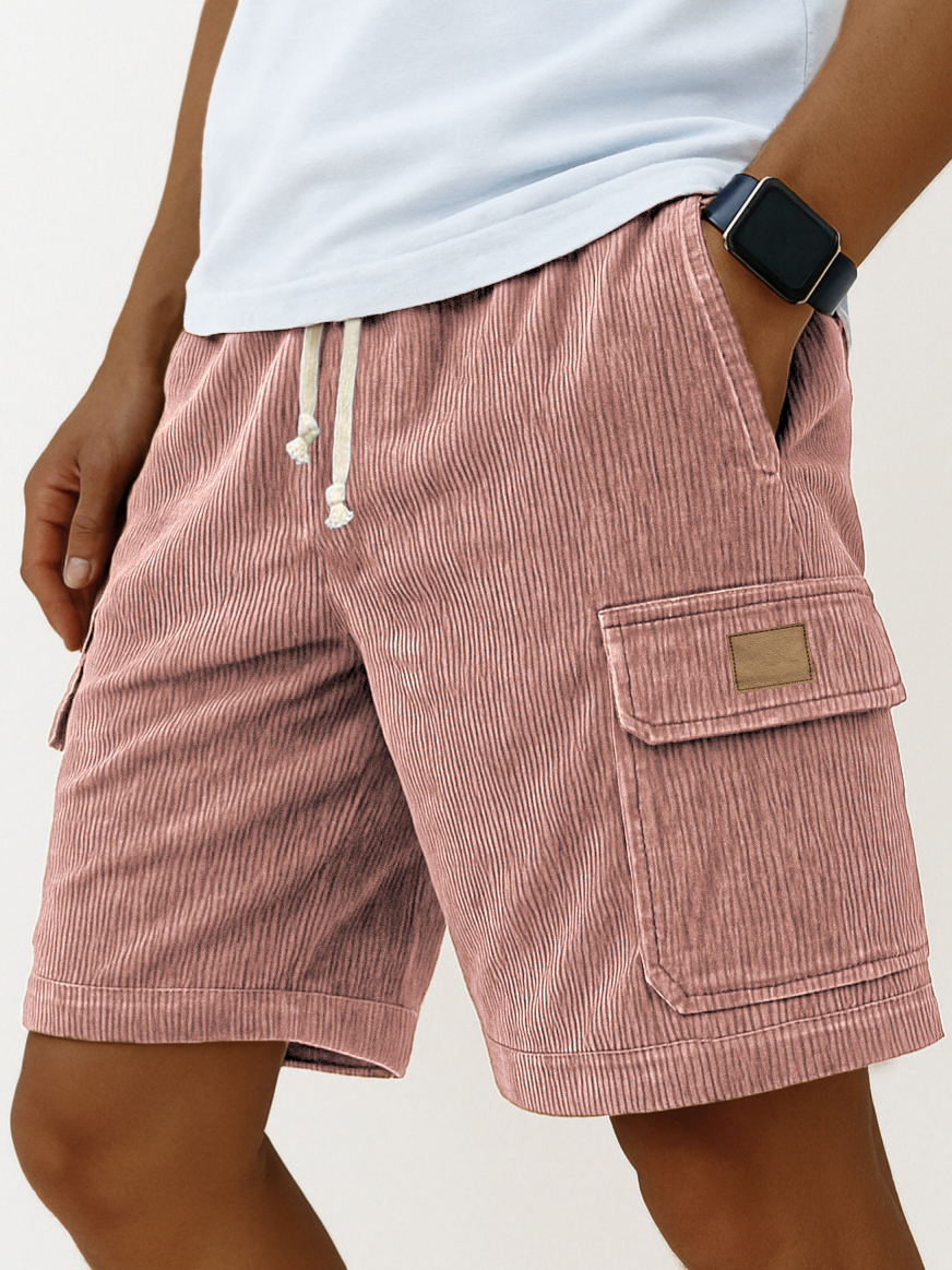 Men's Stylish Multi-pocket Cargo Shorts Corduroy Vintage Embroidered L