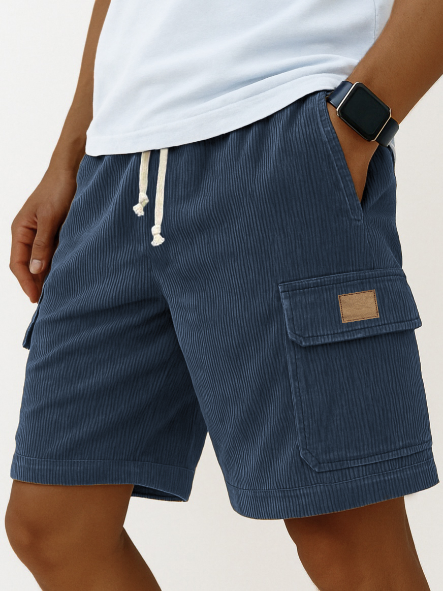 Men's Stylish Multi-pocket Cargo Shorts Corduroy Vintage Embroidered L