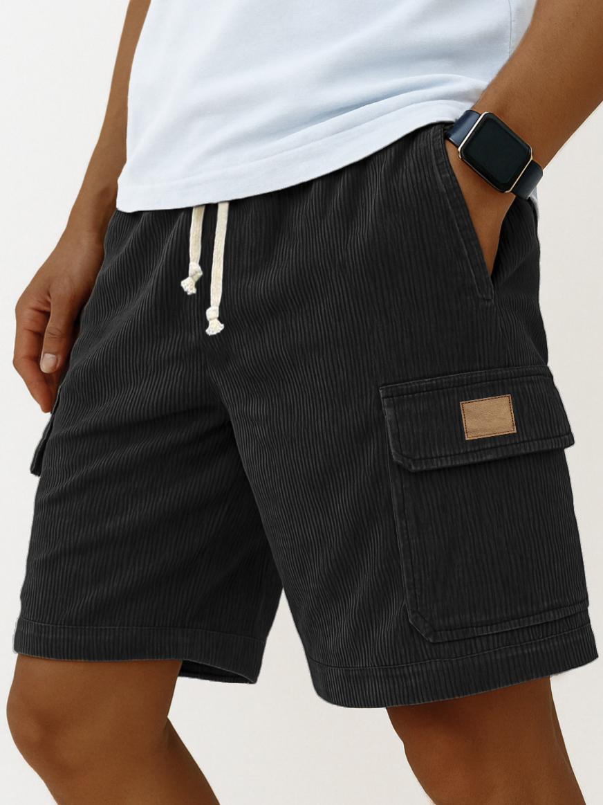 Men's Stylish Multi-pocket Cargo Shorts Corduroy Vintage Embroidered L