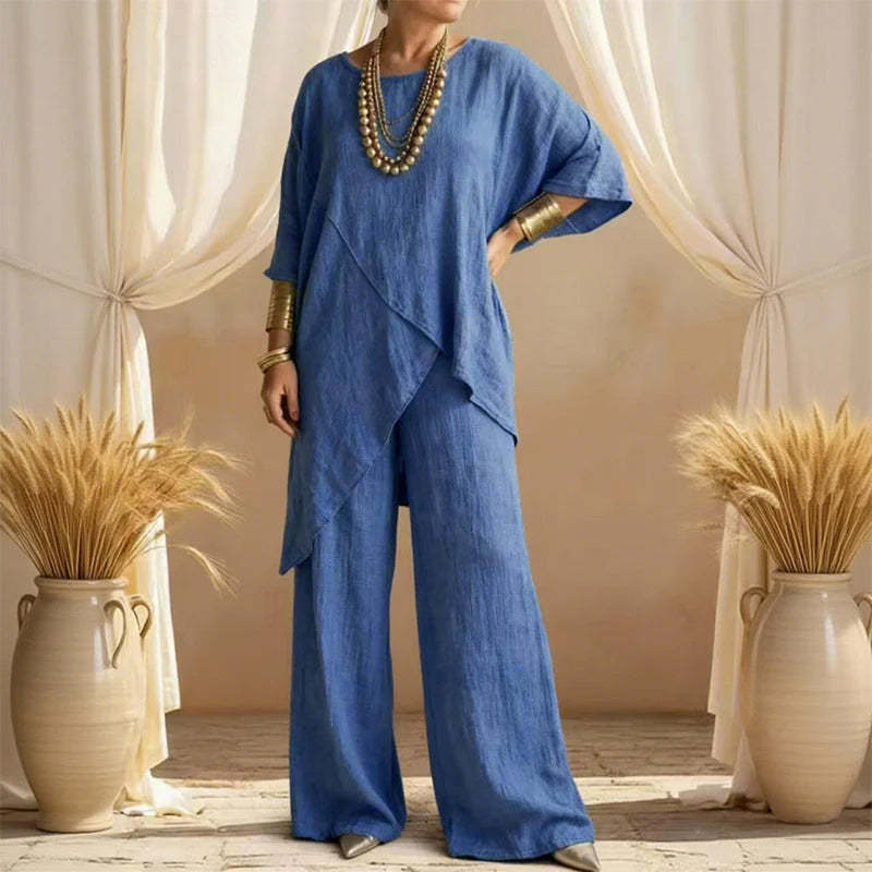 📢2026 Hot Sale 50% off⏰Women's Two-Piece Loose Fit Outfit with Asymmetrical Top