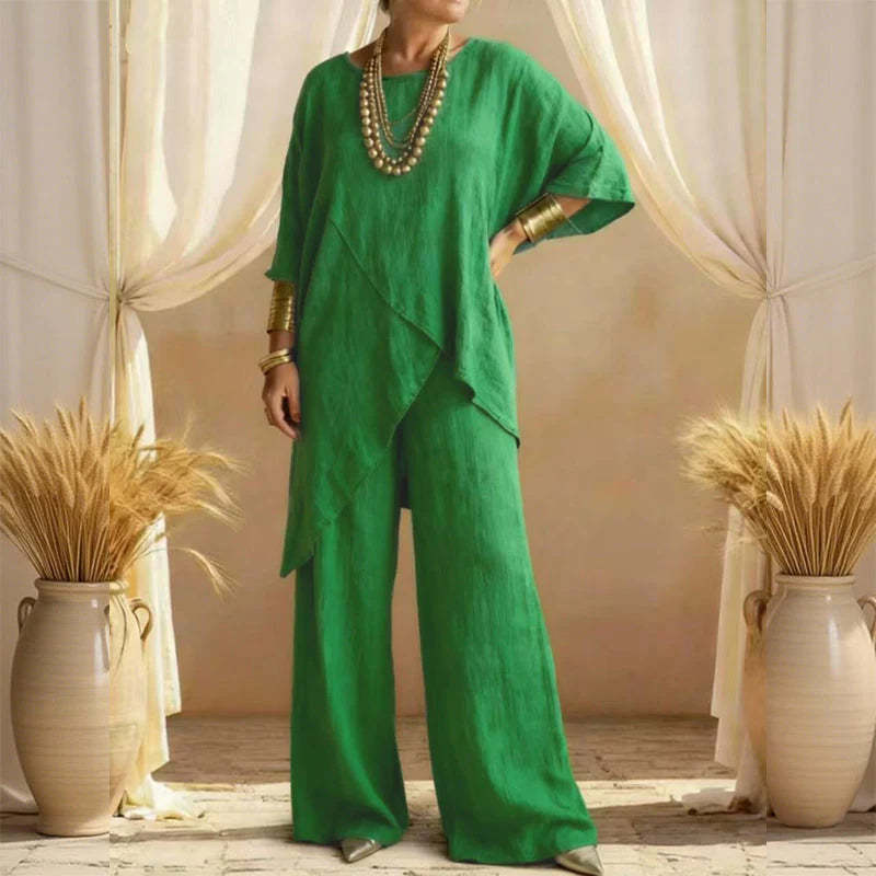 📢2026 Hot Sale 50% off⏰Women's Two-Piece Loose Fit Outfit with Asymmetrical Top