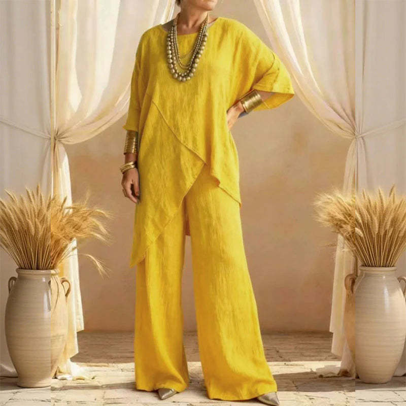 📢2026 Hot Sale 50% off⏰Women's Two-Piece Loose Fit Outfit with Asymmetrical Top