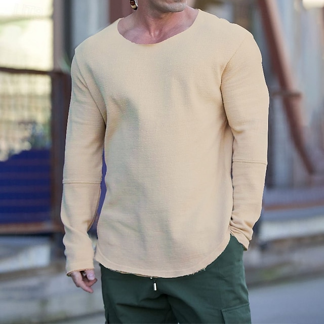 Men's Sweatshirt Apricot Black White Blue Green Crew Neck Plain Patchwork Sports & Outdoor Daily Holiday Streetwear Basic Casual Spring &  Fall Clothing Apparel Hoodies Sweatshirts