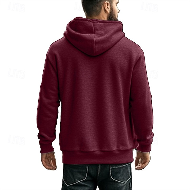 Men's Sweatshirt Quarter Zip Sweatshirt Apricot Drawstring Sports 