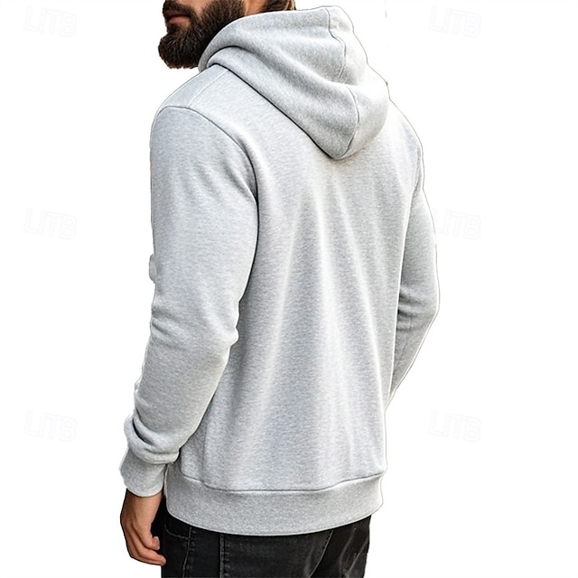 Men's Sweatshirt Quarter Zip Sweatshirt Apricot Drawstring Sports 