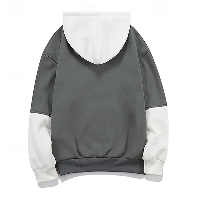 Men's Hoodie Gray Hooded  Outdoor Daily Holiday Streetwear Basic Casual Spring 