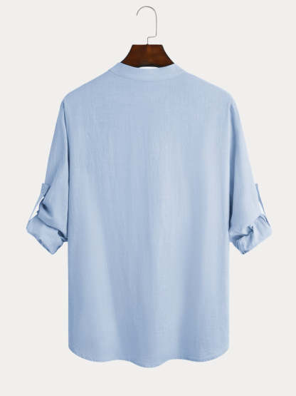 Men's  Summer Cotton Linen Casual Long Sleeve Shirt