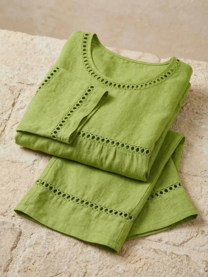 New Arrivals🔥 Women's Vintage Casual Loose-Fit Linen Two-Piece Set